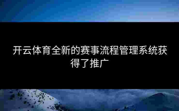 开云体育全新的赛事流程管理系统获得了推广