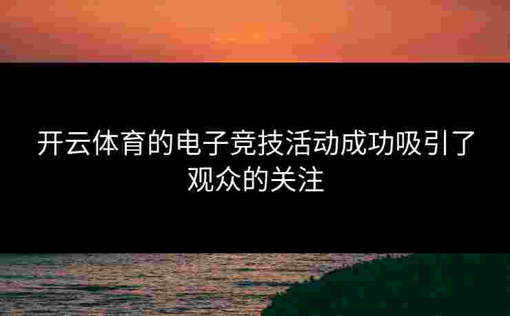 开云体育的电子竞技活动成功吸引了观众的关注